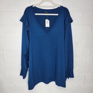 Torrid Women's Size 5 Pullover Sweater Teal Blue Poseidon V Neck